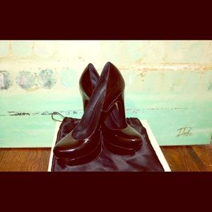 YSL Tribute Black Pumps Palias platform Heels